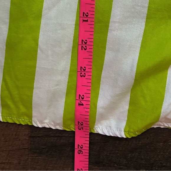 PIERRE CARDIN 80s rayon lime green white striped vacation button down shirt sz 8 - Picture 13 of 13